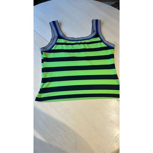 Joseph Ribkoff Striped Sleeveless Poly Jersey Knit Green Blue SZ L (12) - Picture 9 of 9